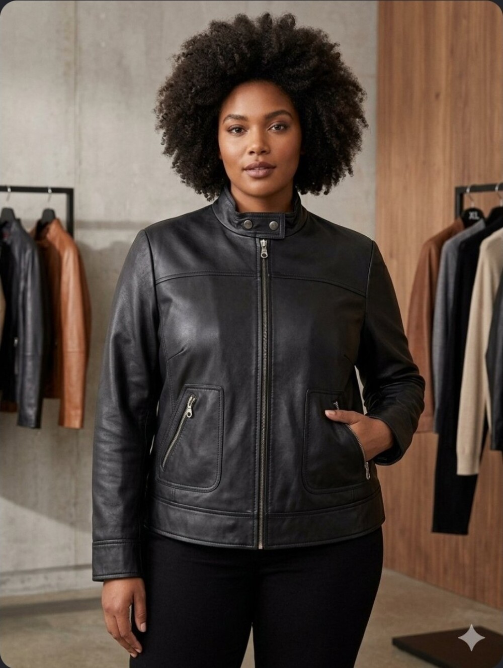 Bandolino Black Leather Zip-Front Moto Jacket SZ XL Excellent Preowned Condition